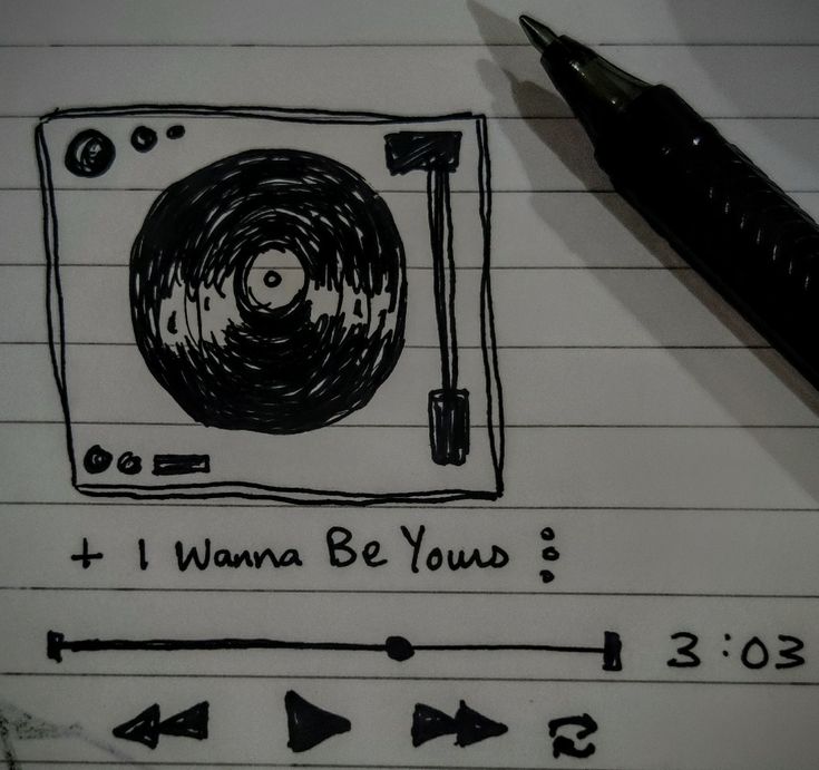 a drawing of a record player with the words i wanna be yours written on it