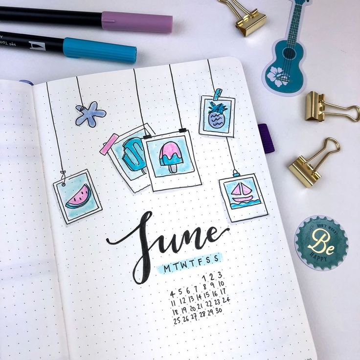 All set up in my bullet journal for June! I knew I wanted the theme to be related to summer. So, in the end I decided to go with a… Bolt Journal, Minimalist Bullet Journal, Bullet Journal Month, Bullet Journel, Bullet Journal 2019, Bullet Journal Page, Bullet Journal Planner, Bujo Ideas, Bullet Journal Themes