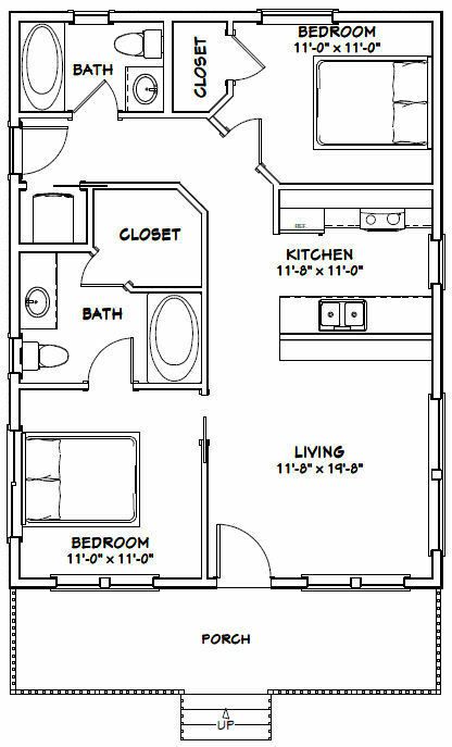 the floor plan for a two bedroom apartment with an attached bathroom and living room area