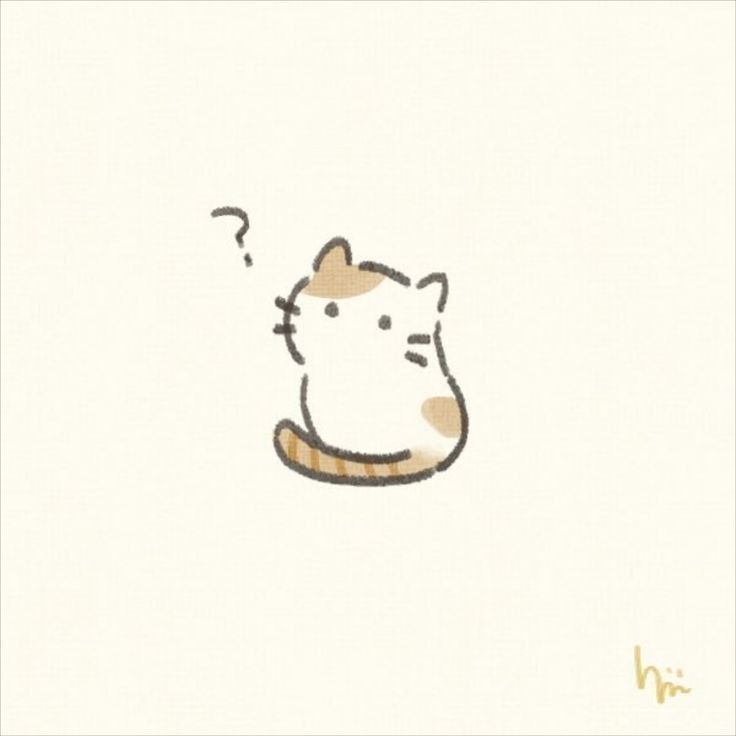 a drawing of a cat with a question mark on it's chest and nose