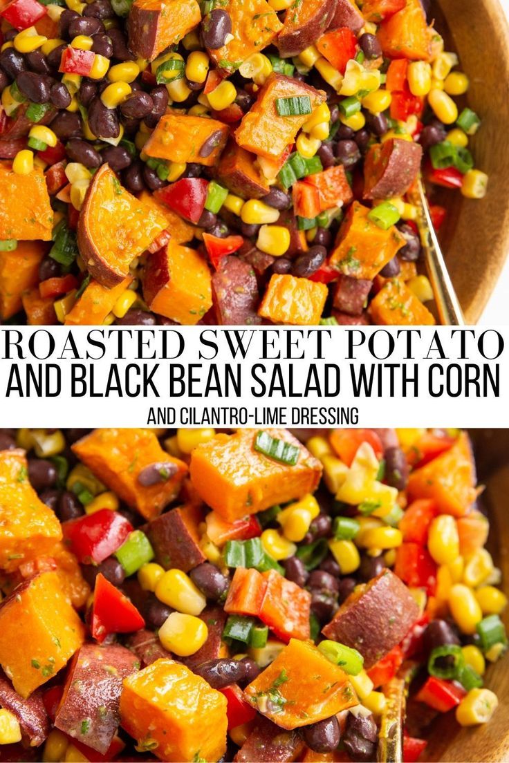 roasted sweet potato and black bean salad with corn