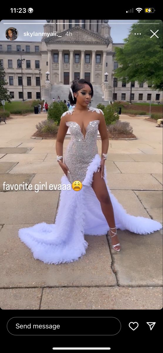 White Prom Dress 2022, White Matric Dance Dresses, Luxury White Sequin Dress For Prom, White Prom Dresses, Luxury White Sequin Prom Dress, White Grad Dress Black Women, Dream Prom, Gorgeous Prom Dresses, Prom Girl Dresses