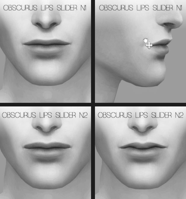 four different views of the nose and mouth with words on it that say, obscure lips sleep n