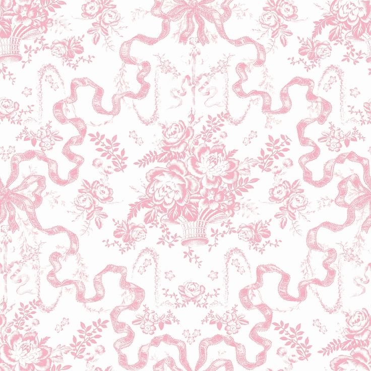 a pink and white wallpaper with flowers