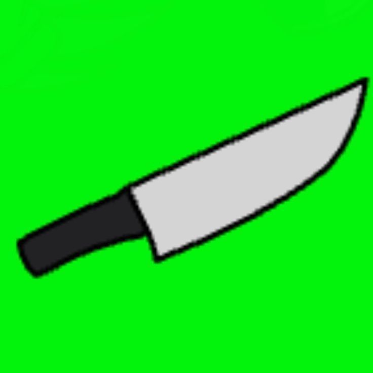 a black and white knife on a green background