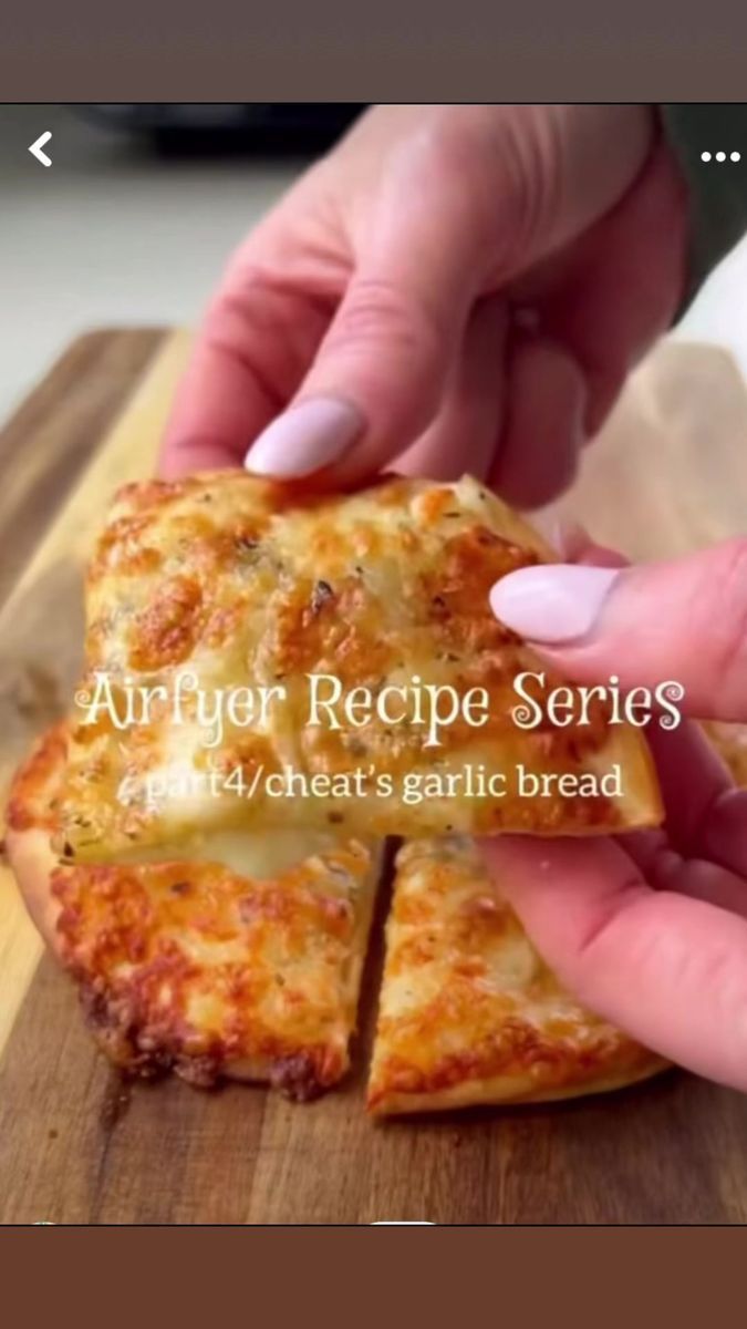 a person is holding a piece of pizza on a cutting board with the words aruyer recipe series above it