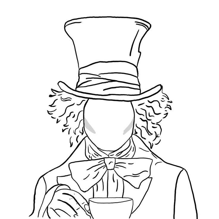 a drawing of a man with a top hat and bow tie holding a coffee cup