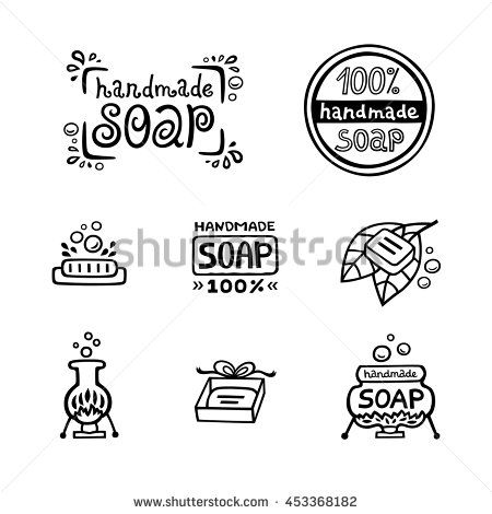 hand drawn soap labels and badges for the shop or store, including soaps, soap bars