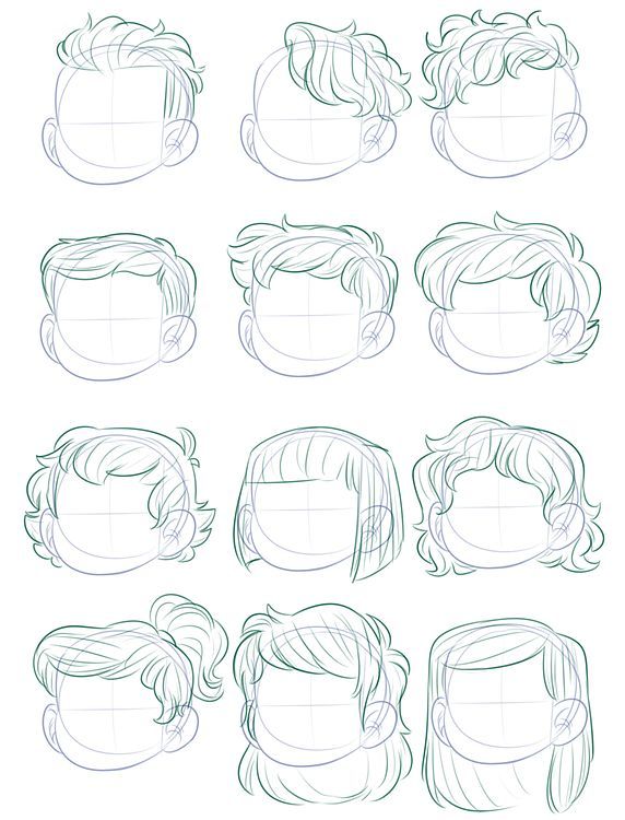 how to draw the head and shoulders of a man with different hair styles for each face