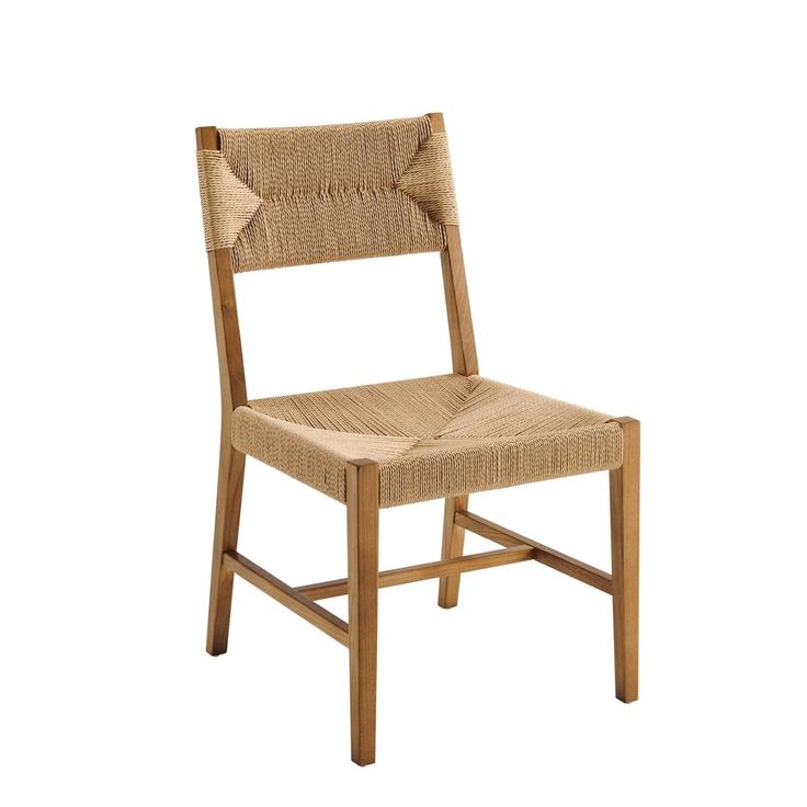 a wooden chair with woven seat and back