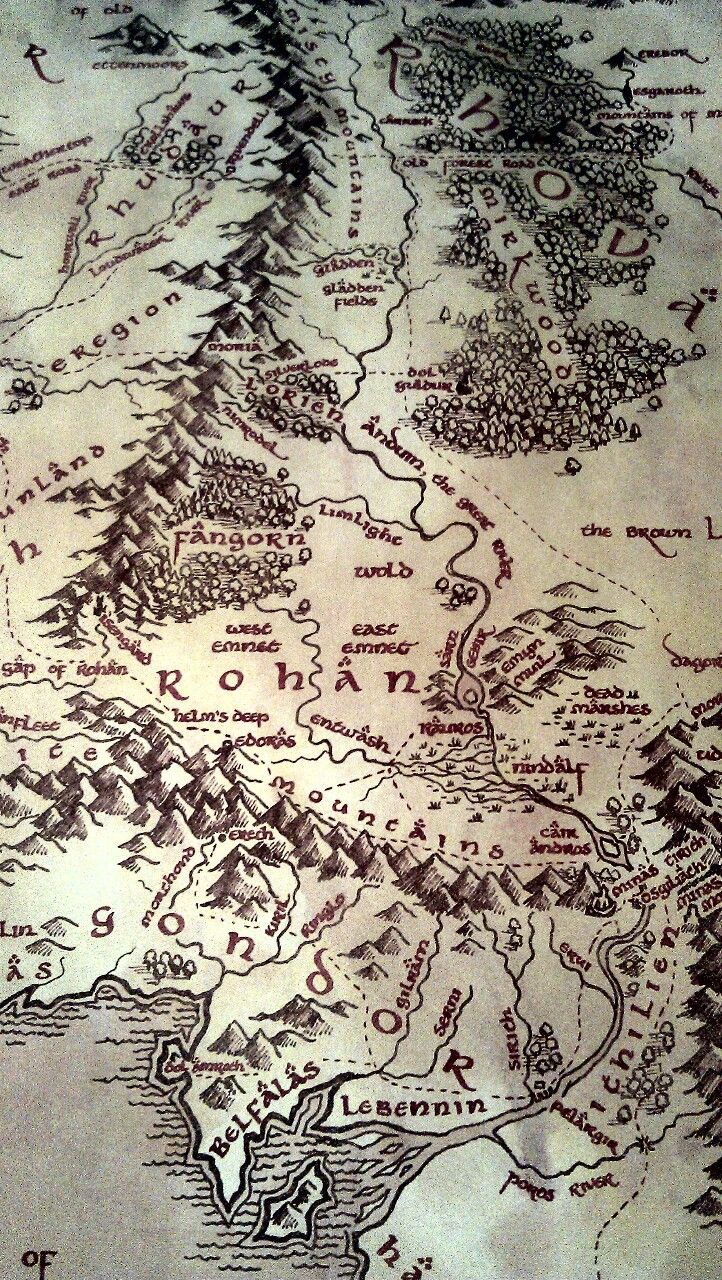 an old map with mountains and rivers on it