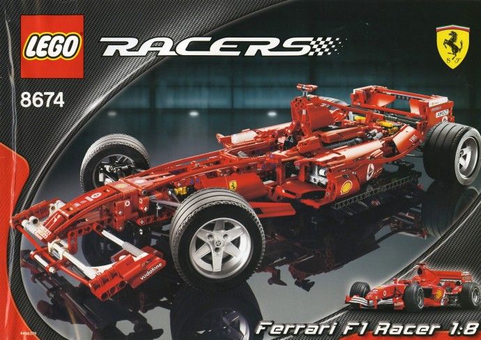 a red lego race car is shown in the box with instructions on how to build it