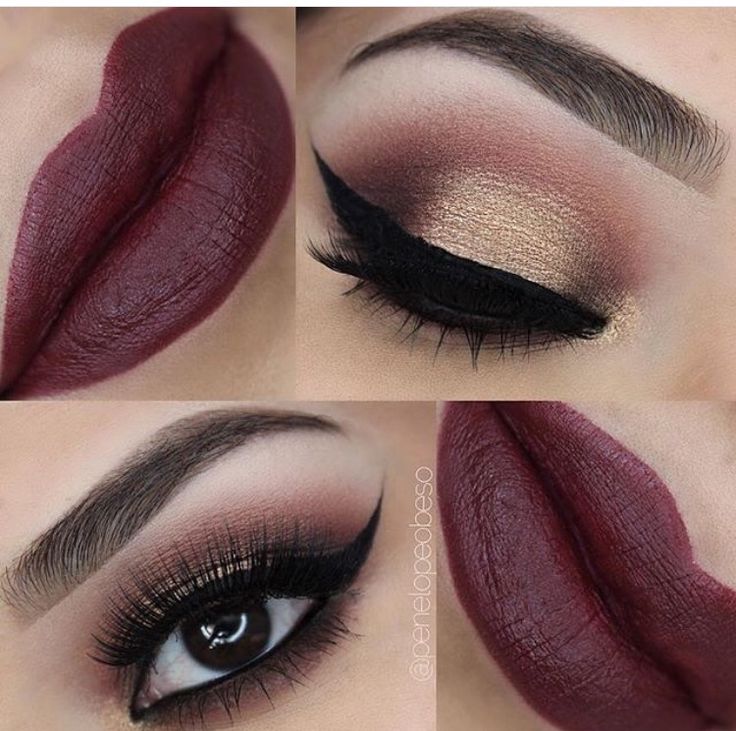 Maroon and gold Wedding Makeup Burgundy, Black Gold Makeup, Party Makeup Brown Eyes, Gold Wedding Makeup, Makeup Burgundy, Burgundy Gold Wedding, Maroon Makeup, What Is Makeup, Light Eye Makeup