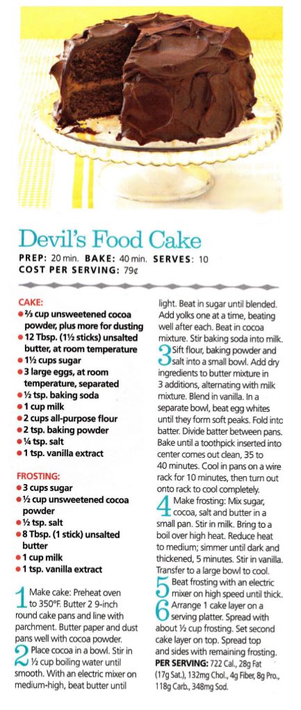 the recipe for devil's food cake is shown