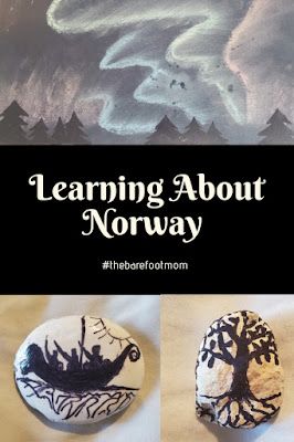 three different rocks with the words learning about norway written on them and an image of two bears