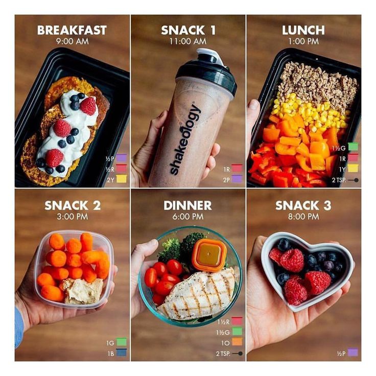 six pictures showing the different foods that are in each bowl, including strawberries, cereals, and smoothie