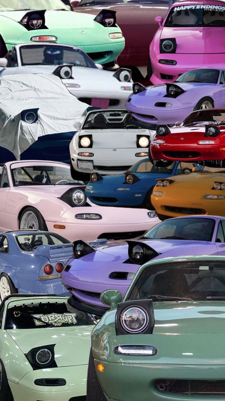 a bunch of cars that are all different colors