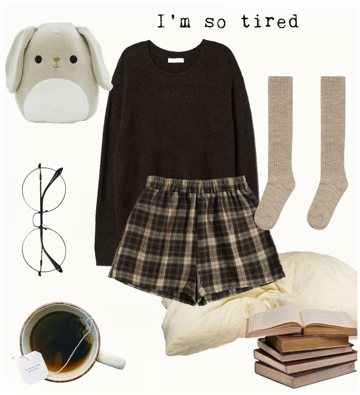 Nap Outfit, Outfit Pajamas, Grunge Pyjamas Outfit, Tired Look, Academia Pajamas, Cozy Lazy Day Outfits, Comfy Dark Academia Outfit, Dark Academia Pjs, Dark Academia Sleep Wear