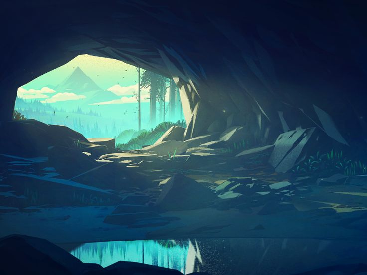 an image of a cave with water inside