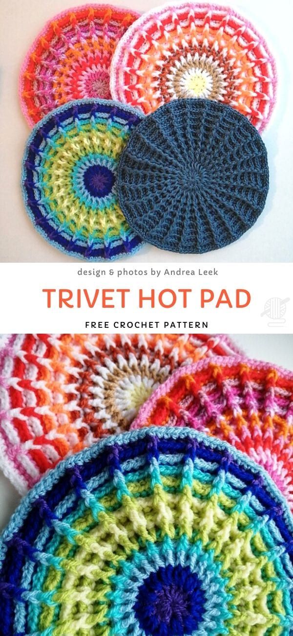 three crocheted coasters are shown with the text,'free crochet patterns