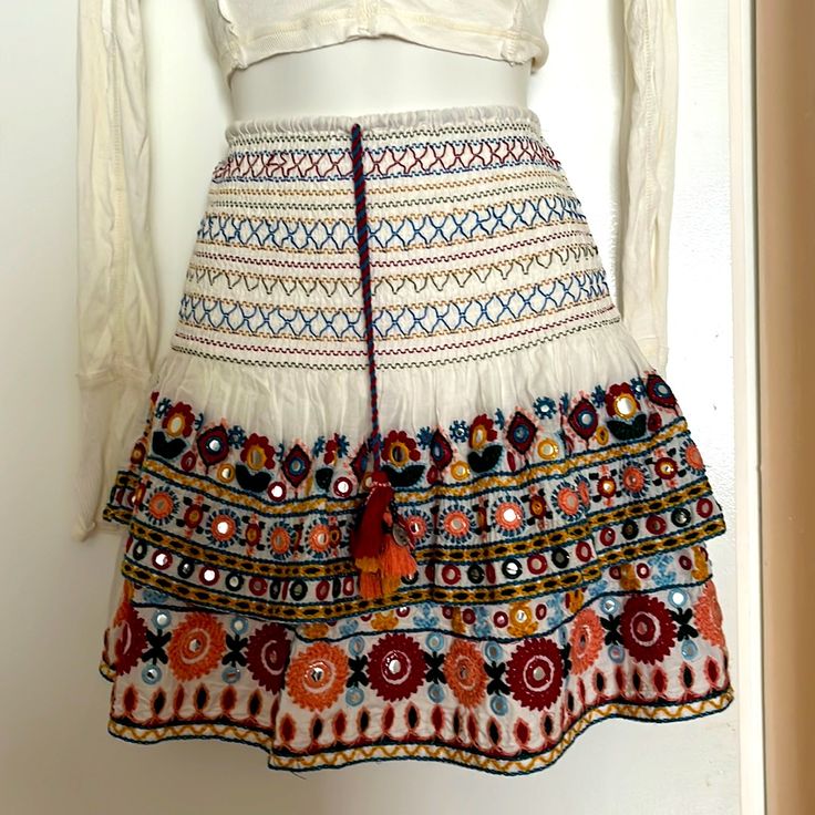 Zara Skirt Size: Xs Made In India Multicolor Ruffled Skirt For Festival, Bohemian Mini Skort With Lined Skirt, Traditional Fitted Skirt For Spring, Bohemian Relaxed Mini Skirt With Lining, Zara Bohemian Long Skirt, Zara Long Bohemian Skirt, Bohemian Flowy Mini Skirt Skort, Bohemian Flowy Mini Skort, Traditional Lined Skirt For Spring