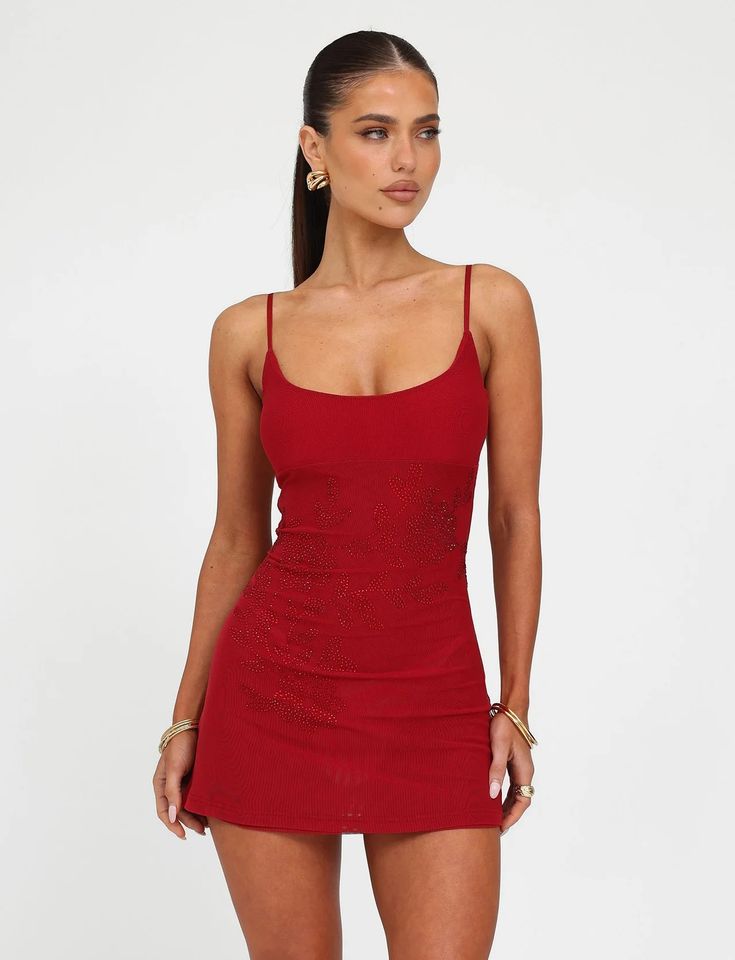 OCTAVIA DRESS - RED : CHERRY RED | Tiger Mist Red Spaghetti Strap Dress For Casual Occasions, Red Tiger, Spaghetti Strap Mini Dress, Red Cherry, Backless Mini Dress, Backless Design, Tiger Mist, Suspender Dress, Slim Dresses