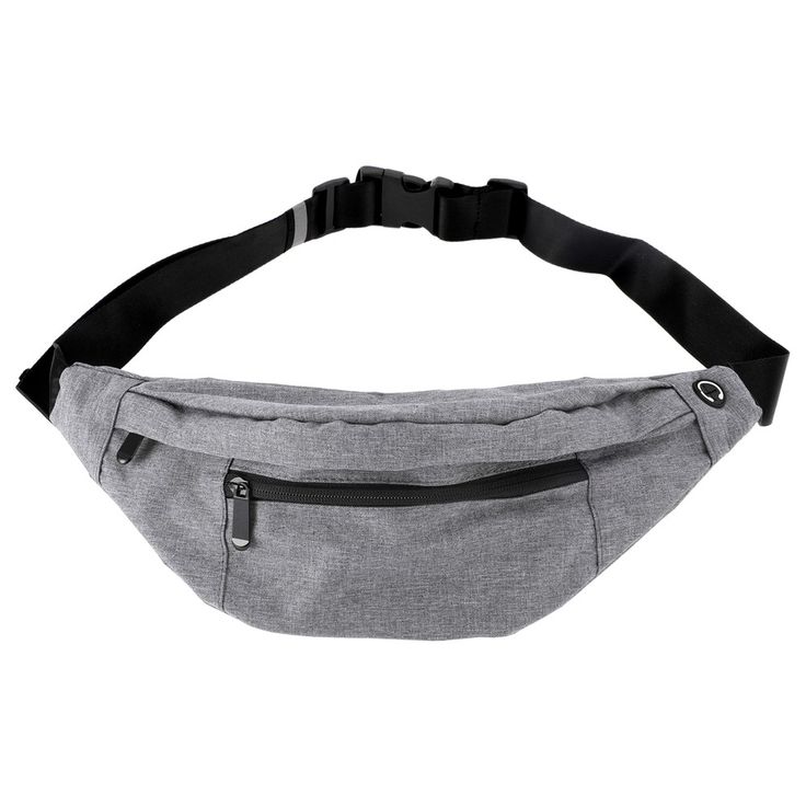 a gray fanny bag on a white background