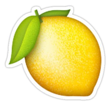 a lemon with a green leaf on it's tip is shown in the shape of a sticker