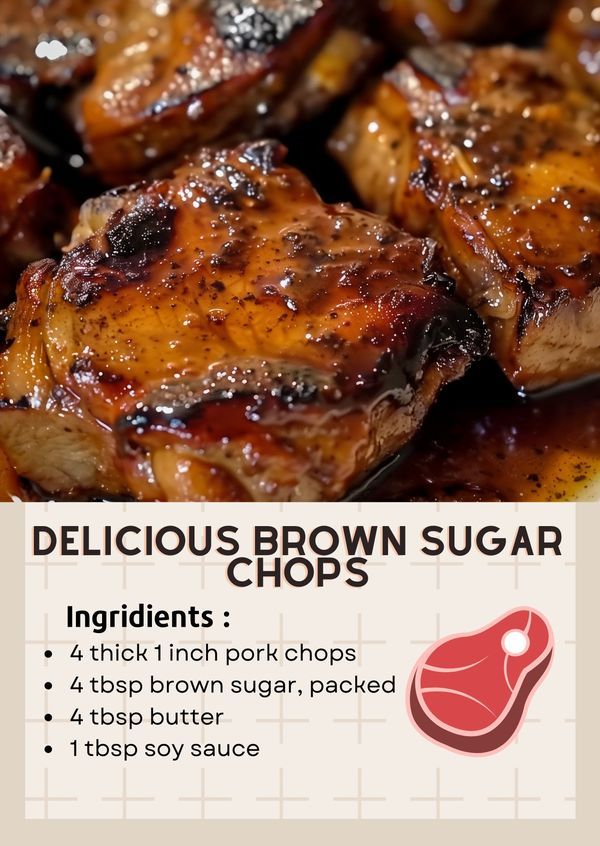 the ingredients for delicious brown sugar pork chops are shown in this recipe, and it is