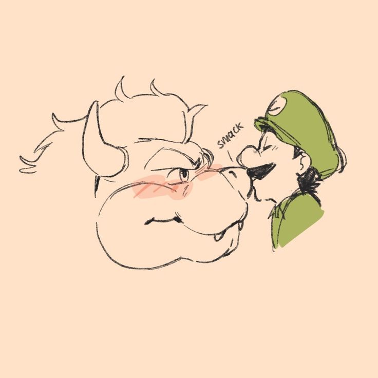 a drawing of a man and a dog face to face with each other's noses