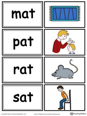 matching words with pictures to help students learn how to read and write the word mat