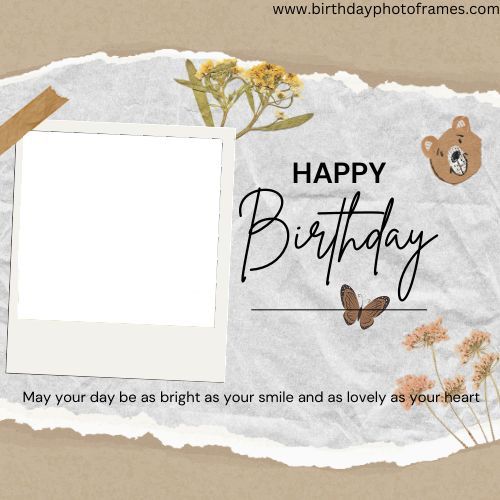 a birthday card with an image of a bear and flowers