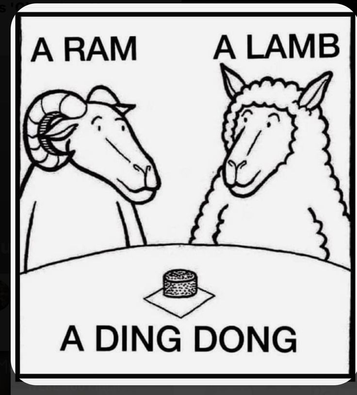 a ram and a lamb sitting at a table