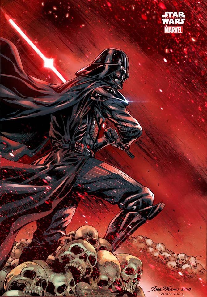 darth vader with skulls in front of him and the sky full of stars