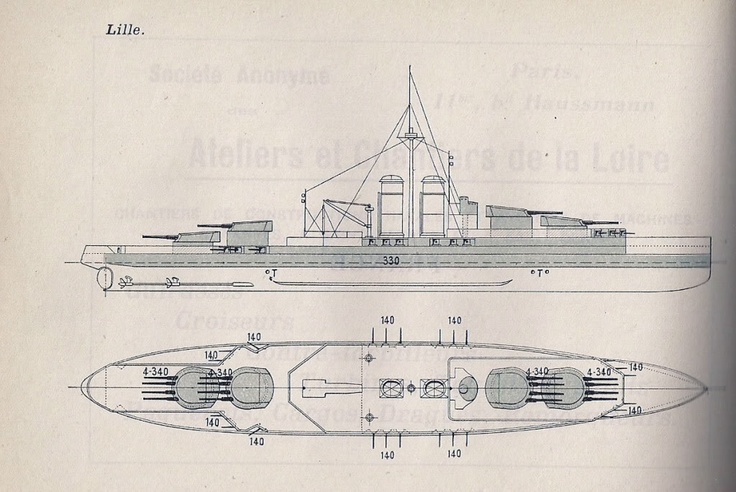 a blueprint drawing of a large boat with two smaller boats on the front and side