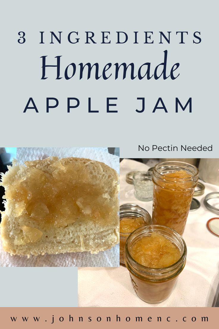 simple homemade apple jam recipe using only 3 ingredients with no pectin needed. Apple Jam No Pectin, Apple Jam Recipe Canning With Pectin, Apple Jam Recipe Homemade, Apple Jam Recipe Canning, Apple Canning, Apple Jam Recipe, Keto Jam, Refrigerator Jam, Vanilla Jam