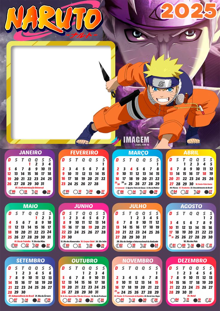 the calendar for naruto is shown in this image