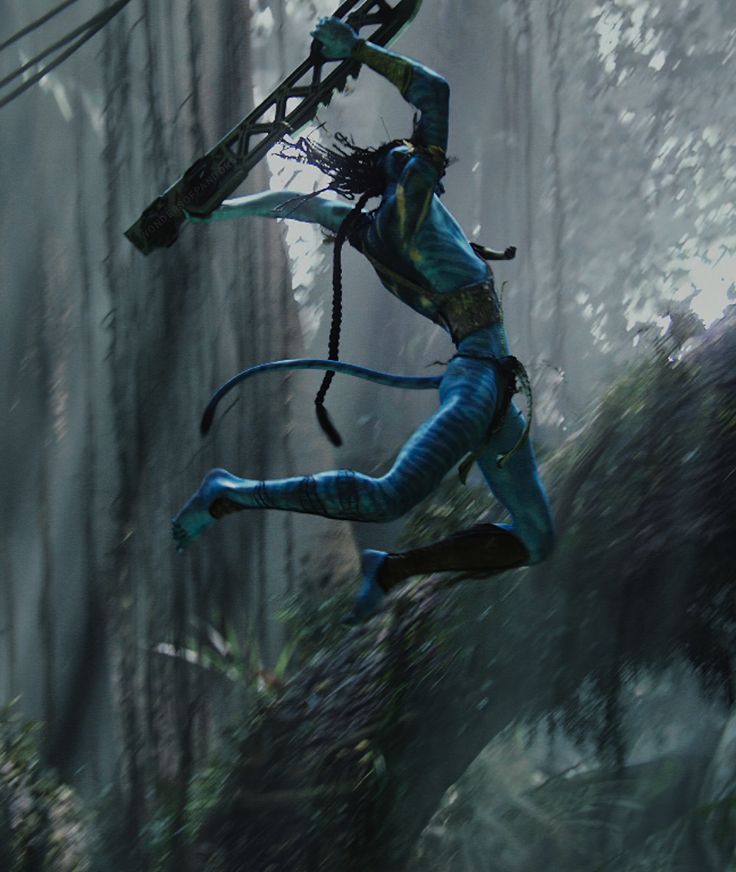 a woman in the air with a bow and arrow on her back while she is suspended from a rope