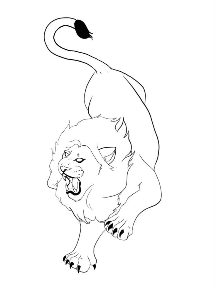 a black and white drawing of a lion