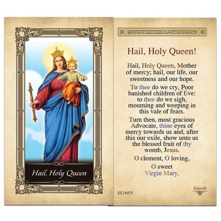 an image of the immaculate mary queen with her name on it's back side