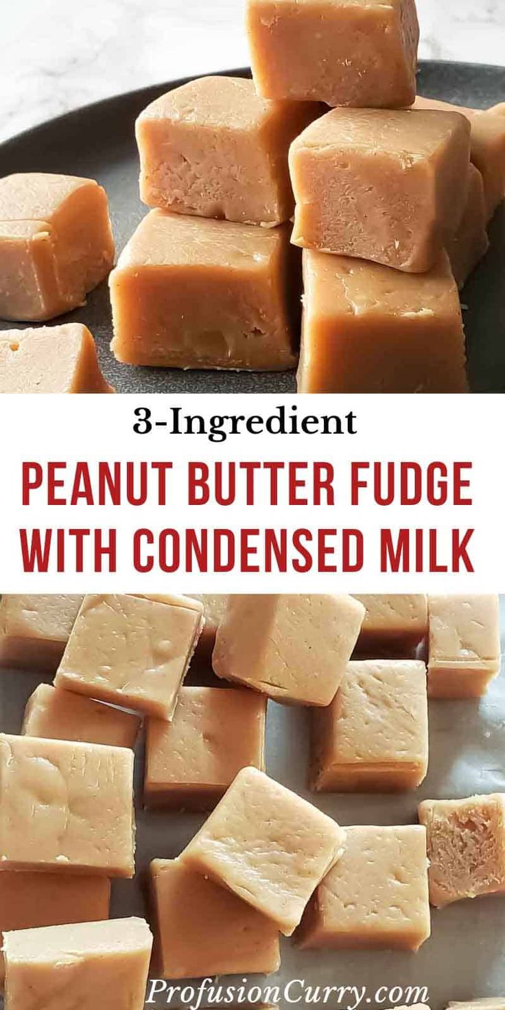 three ingredient peanut butter fudge with condensed milk