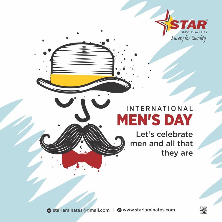 an advertisement for the international men's day event with a mustache and top hat