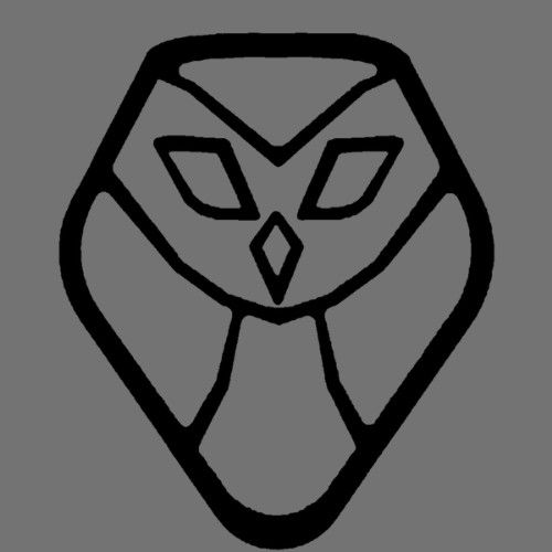 an owl's head is shown in the shape of a hexagonal figure