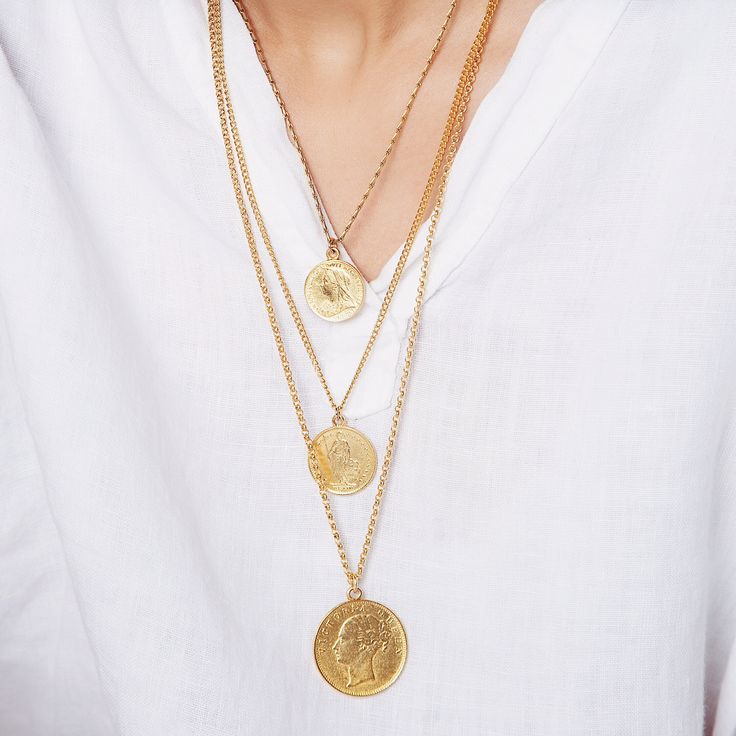 The Art of Layering Vintage Helvetia Coin Necklace | Ben-Amun | Coin Jewelry | Ancient Coin Jewelry | Gold Coin Jewelry | Handmade Coin Jewelry | Liberty Coin Necklace | Female Empowerment Jewelry | Women’s March Jewelry | Feminist Jewelry | 1 Franc | Switzerland Coin | Gold Layered Necklaces Date Questions, Feminist Jewelry, Minimalist Accessories, Gold Coin Necklace, Female Empowerment, Coin Set, Gold Coin, Latest Trend, Luck Charms