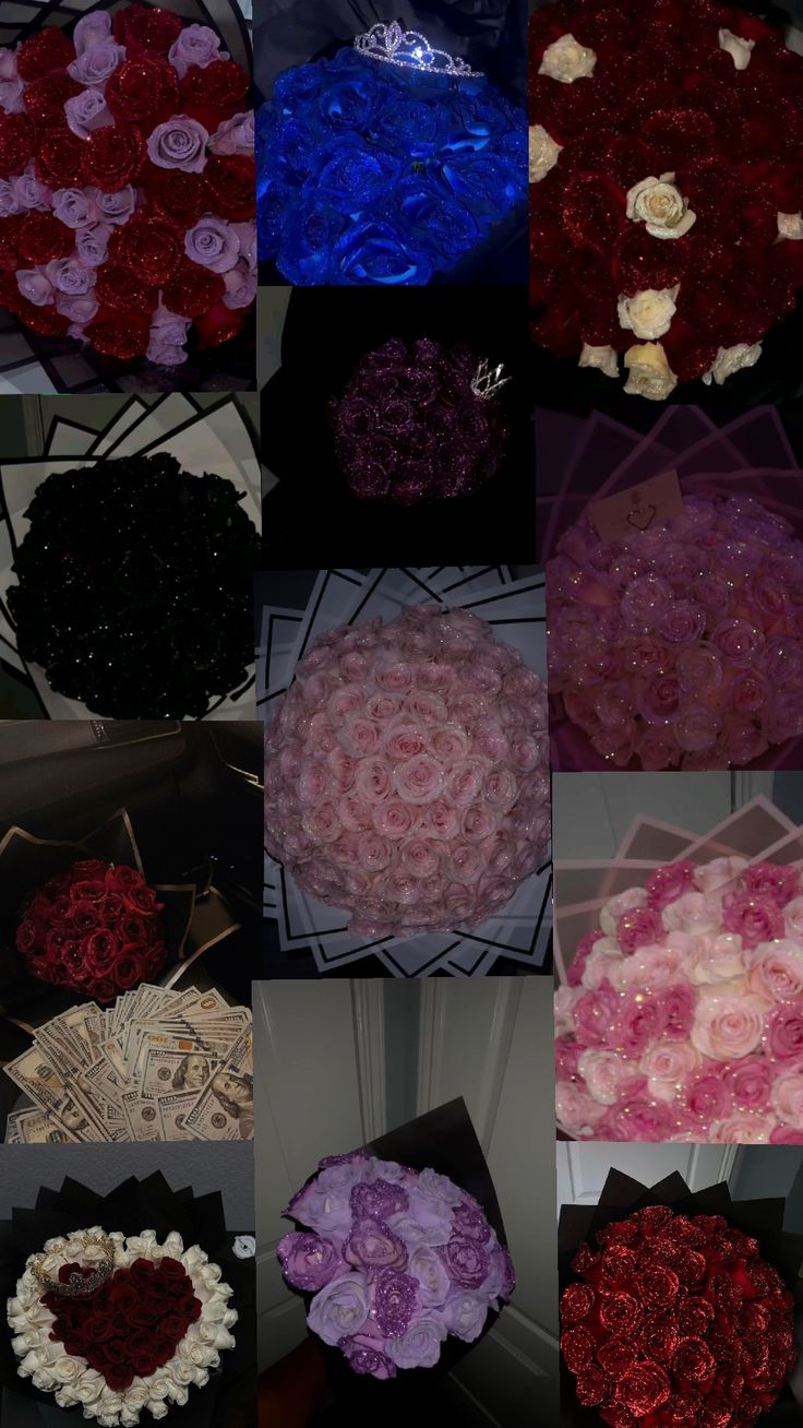 many different types of flowers are arranged together