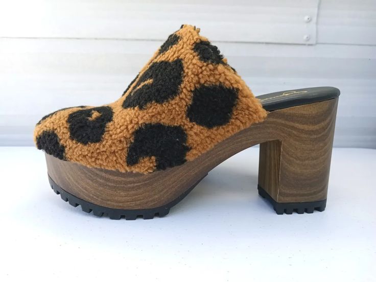 Jessica Simpson Tollia High Pile Faux Fur Platform Mules Clogs Size 7.5 | eBay Denim Mules, Vintage Inspired Outfit, Clogs Outfit, Fancy Footwear, Platform Mules, Animal Print Shoes, Mob Wives, Mob Wife, Vintage Inspired Outfits