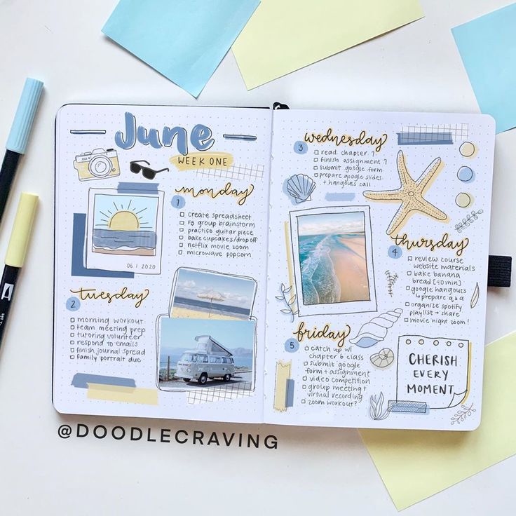 hannah on Instagram: “My full page beach themed weekly spread for June! 🐚🏝Comment below if you like using stickers in your journals and/or in general!” Beach Theme Scrapbook Pages, Journal June Ideas, Beach Theme Journal, Beach Journal Pages, Beach Scrapbook Ideas, Beach Journal Ideas, Bullet Journal Beach Theme, Beach Scrapbook Pages, Bullet Journal Ideas June