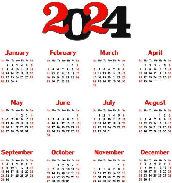 a red and black calendar for the new year