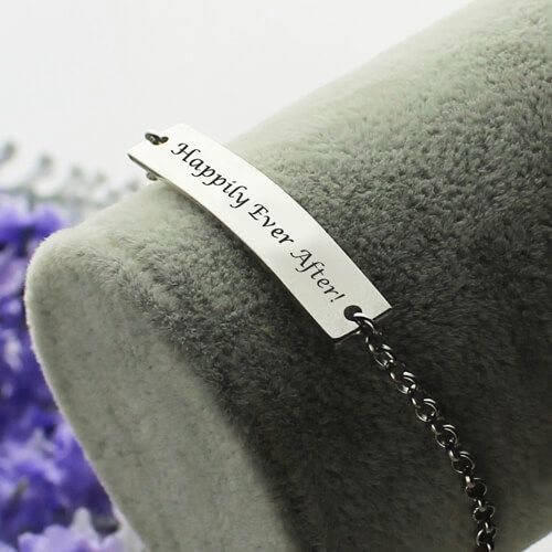 Gifts For Girlfriend: Engraved Name Bar Bracelet Sterling Silver Minimalist Stainless Steel Friendship Name Bracelet, Silver Personalized Name Bracelet For Friendship, Silver Name Bracelet For Friendship, Mother's Day Friendship Name Bracelet In Stainless Steel, Metal Name Bracelet For Mother's Day And Friendship, Engraved Stainless Steel Jewelry For Friendship, Silver Stainless Steel Name Bracelet For Friendship, Inspirational Silver Stainless Steel Bracelets, Silver Stainless Steel Bracelet With Engraved Text