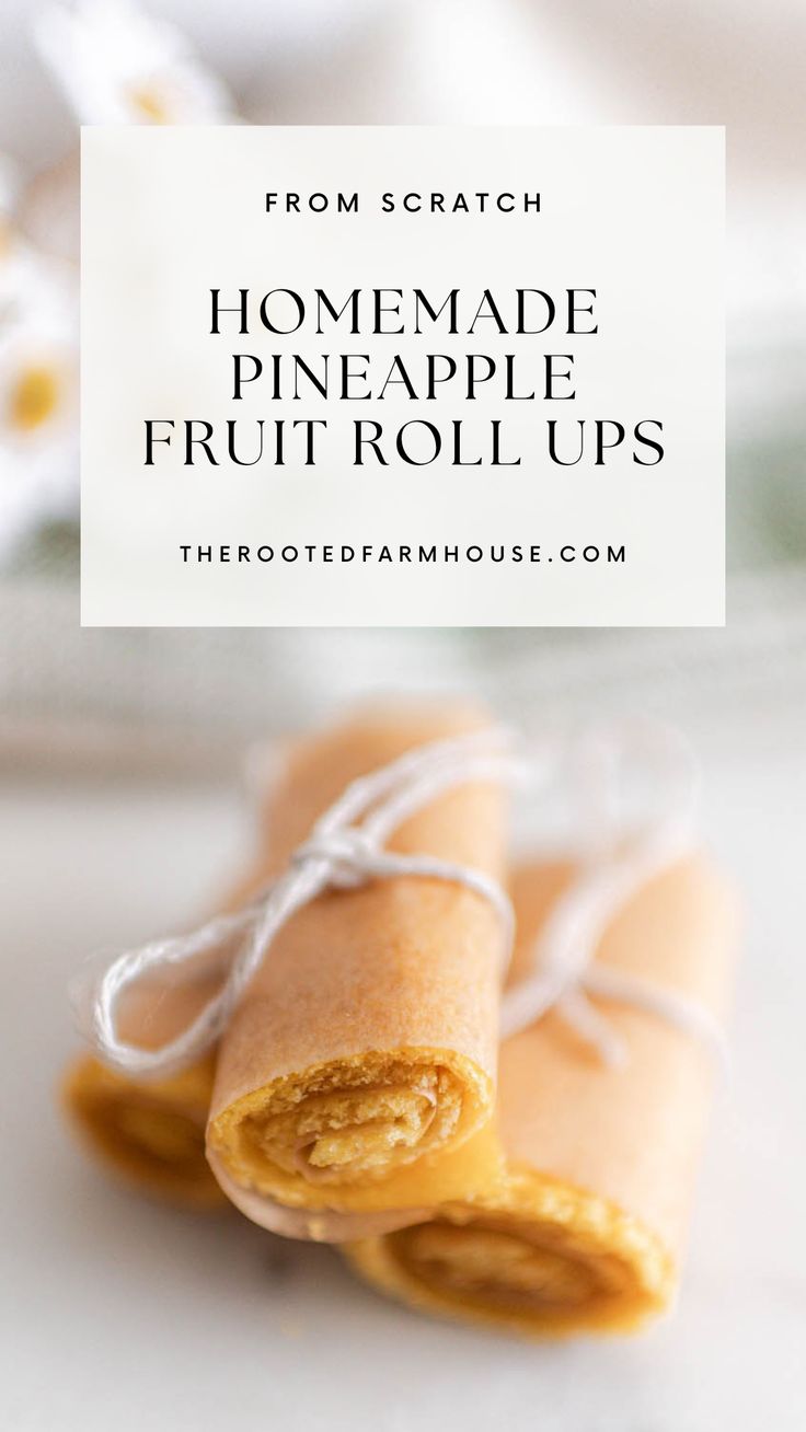 homemade pineapple fruit rolls with text overlay